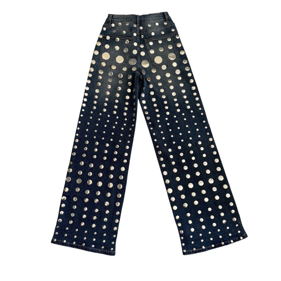 Lizette Mirror Studded Wide Leg Jeans | Medium (Fits Size 6–8) | High Rise Denim - Picture 5 of 9